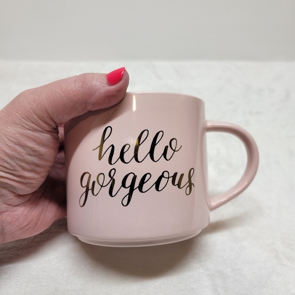 Threshold Other - HELLO GORGEOUS - THRESHOLD "Coffee Mug" original Baby Pink & Gold Lettering